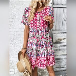 Emory Rose Bohemian Multicolored Patterned Dress
